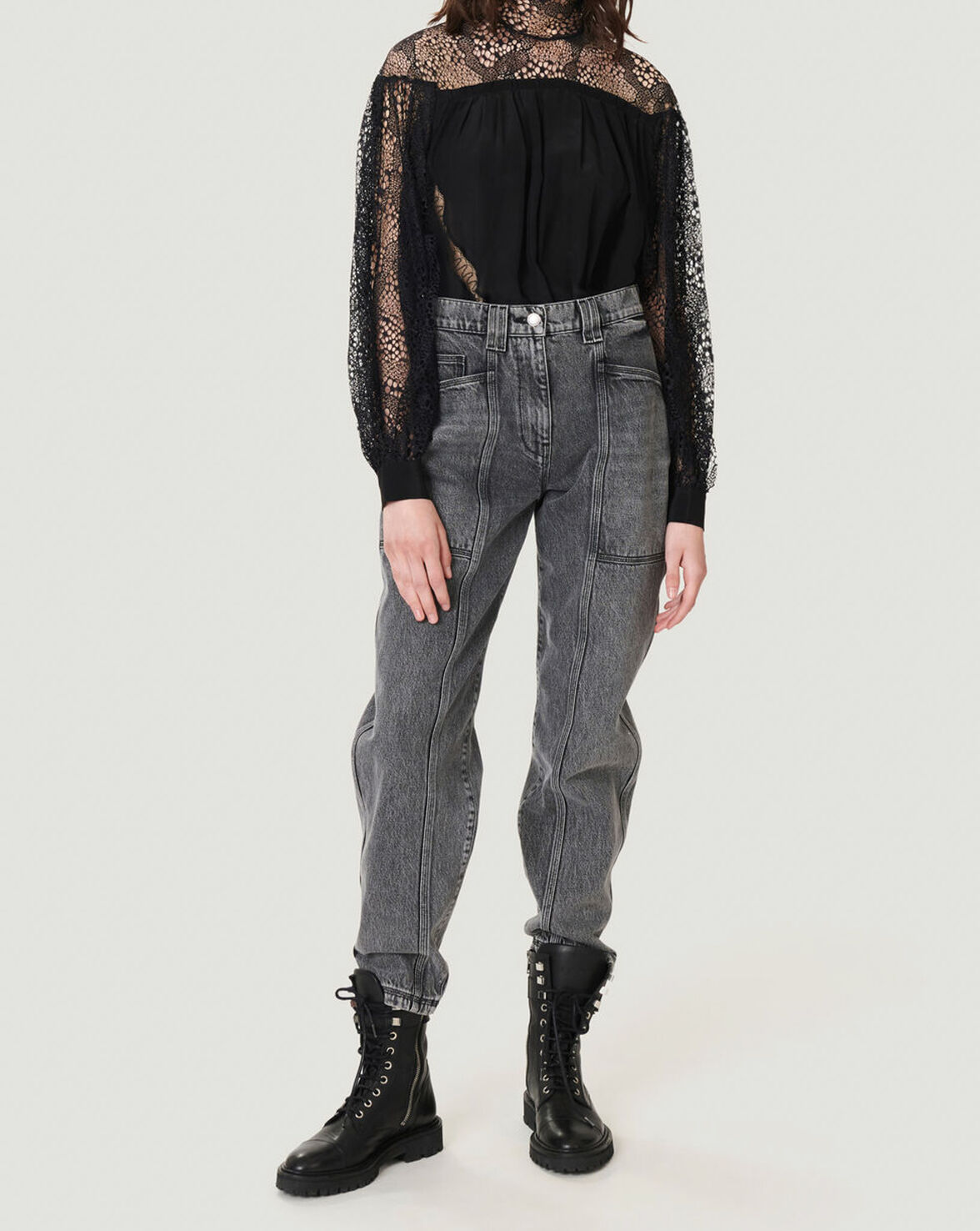 DIGWED OPEN LACE HIGH NECK TOP image number null